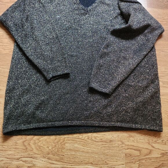 Distinctions Pullover V-Neck Sweater Womens Size 3XL Black Gold Glitter - Picture 5 of 7